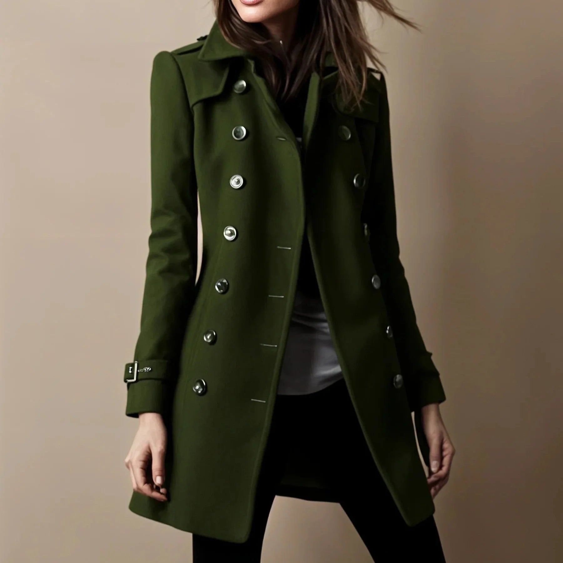 Dolène - Elegantní Dlouhý Zapínací Kabát