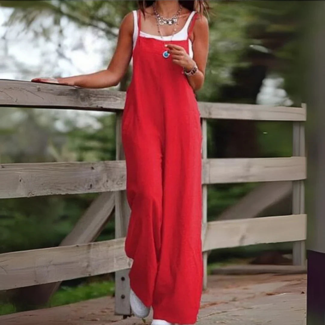 Héloïse - Brede Bomulds Overalls med Lommer