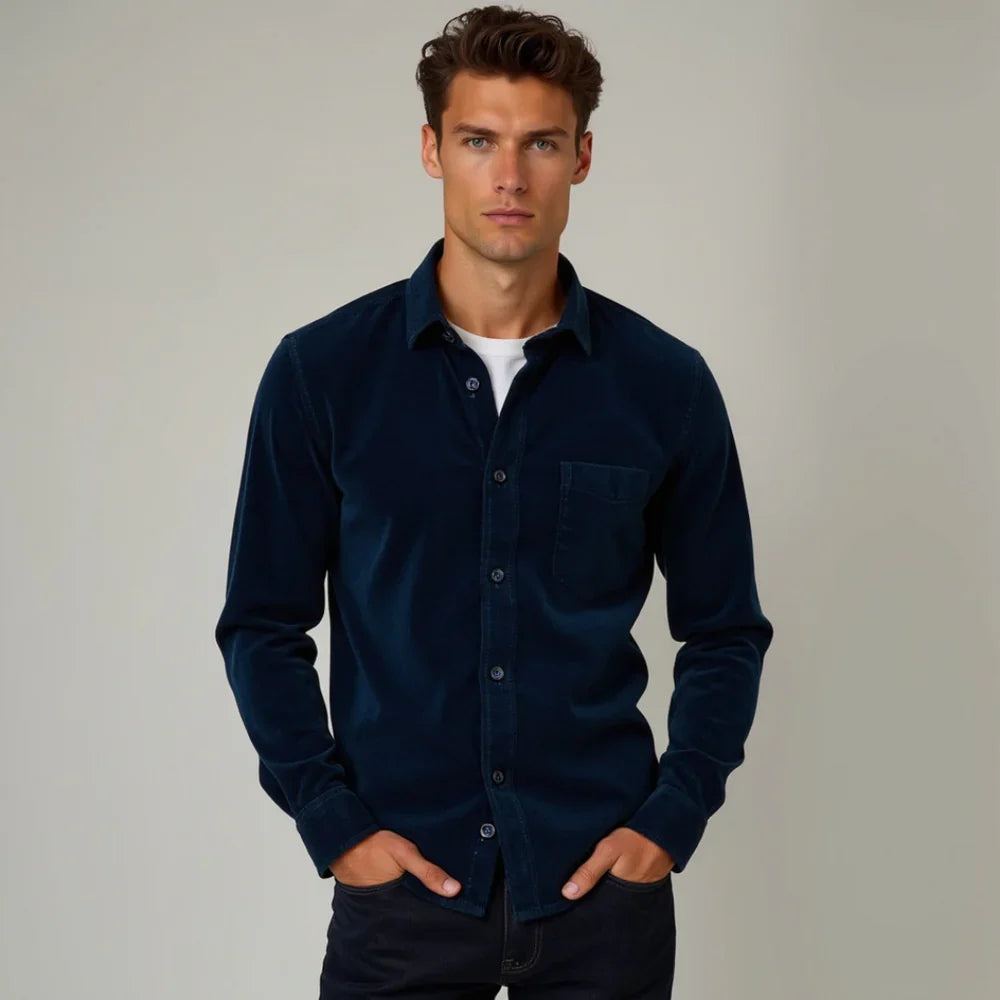 Melkon - Košeľa z Ryhovaného Manšestru z Čistej Bavlny