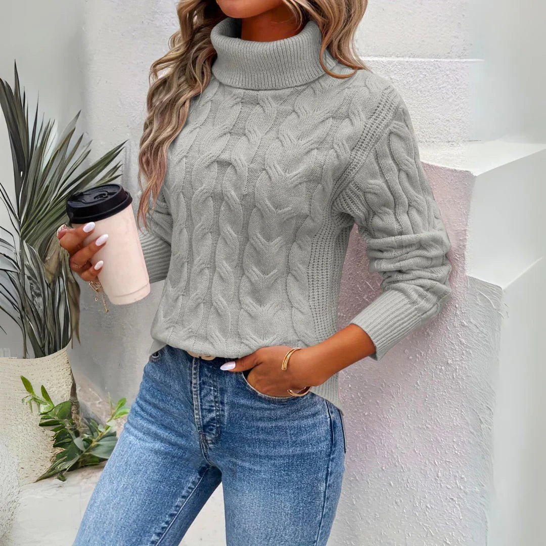 Loriana - Prémiový Torsadový Pletený Svetr S Rolákem