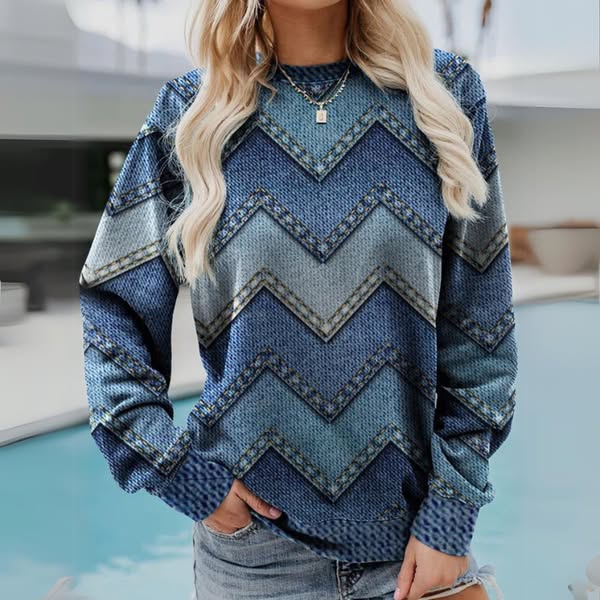 Sonia - Jednofarebný Sveter s Grafickým Vzorom