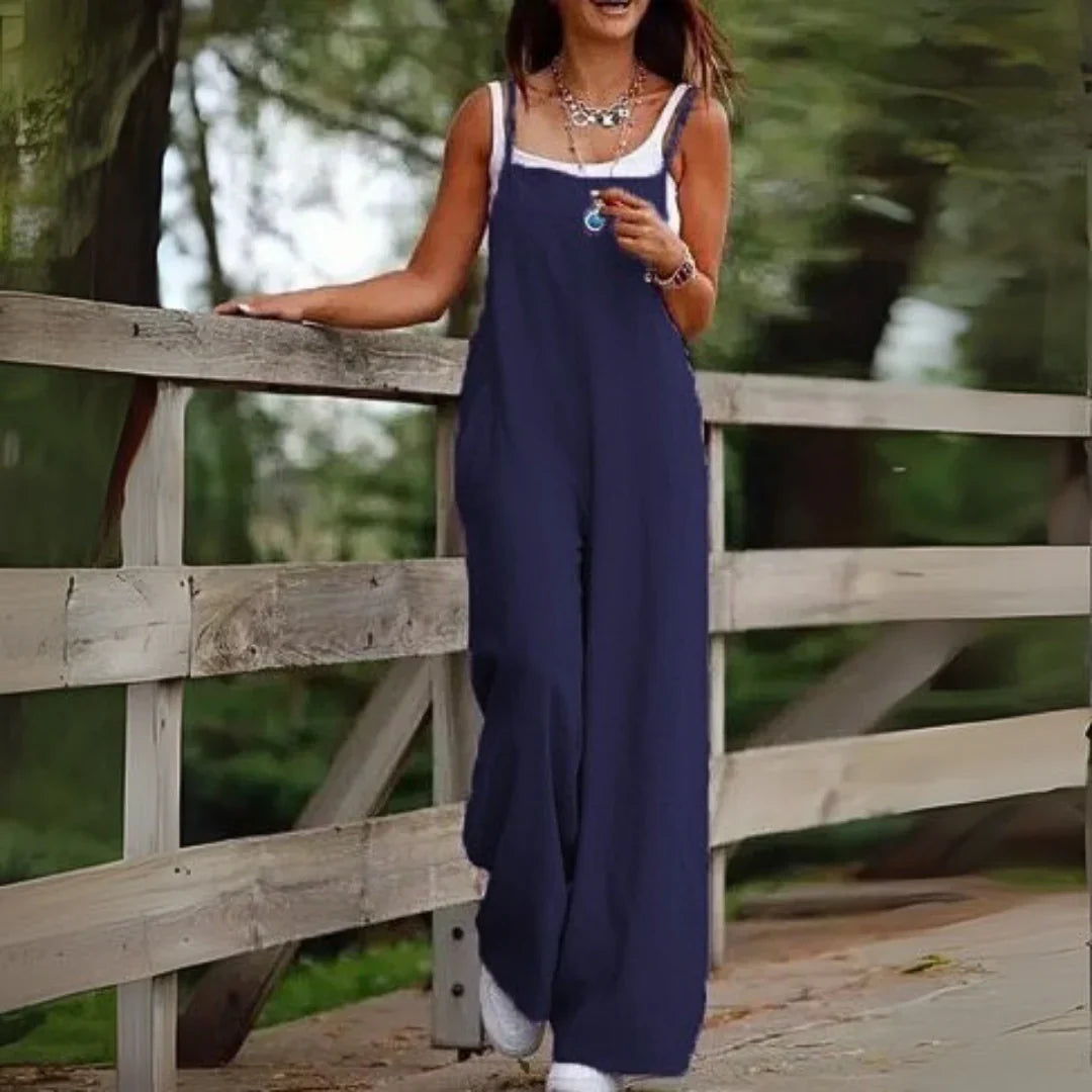 Héloïse - Brede Bomulds Overalls med Lommer