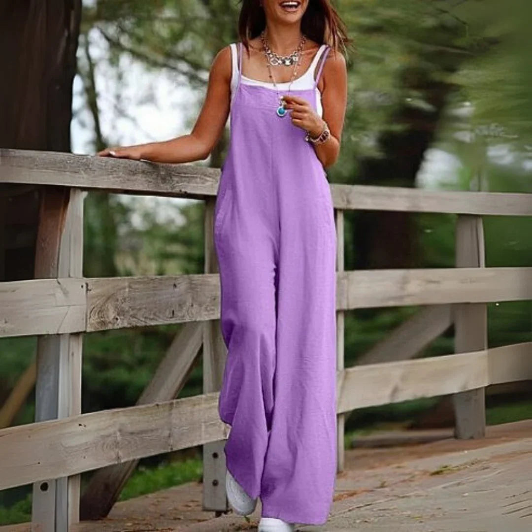 Héloïse - Brede Bomulds Overalls med Lommer