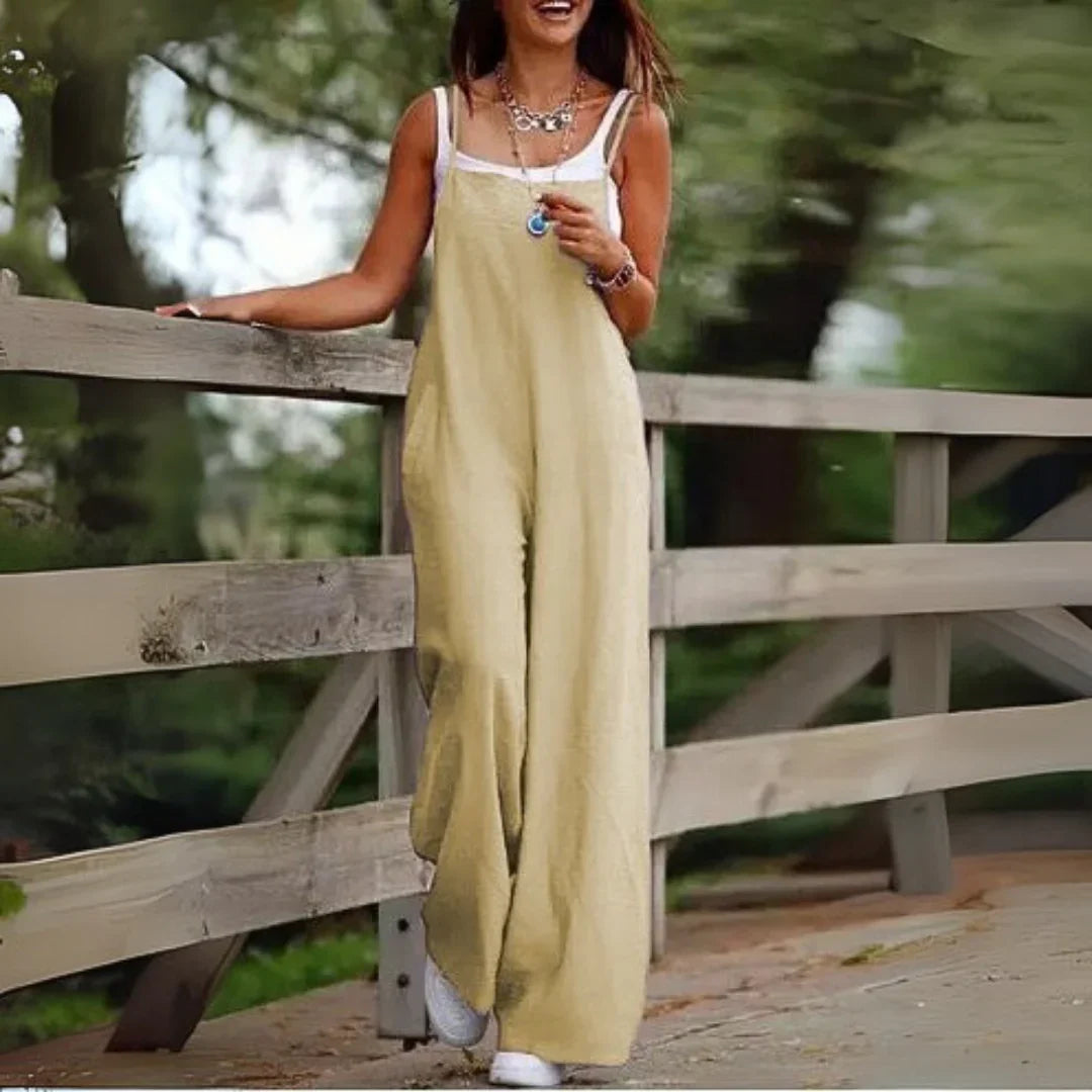 Héloïse - Brede Bomulds Overalls med Lommer