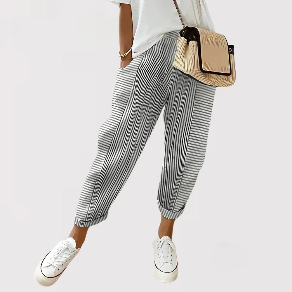 Glenda - Stribede Sommer Bukser i Hør