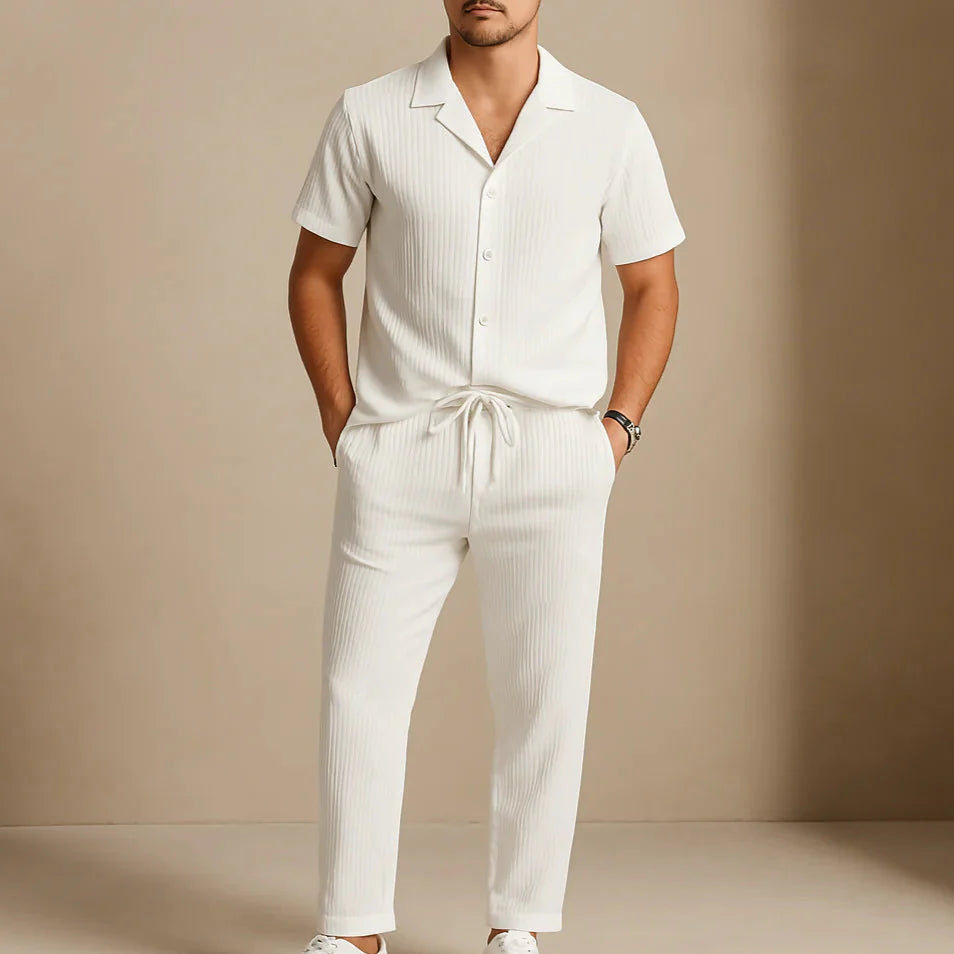 Maël - Casual Linned Skjorte og Bukser Sæt