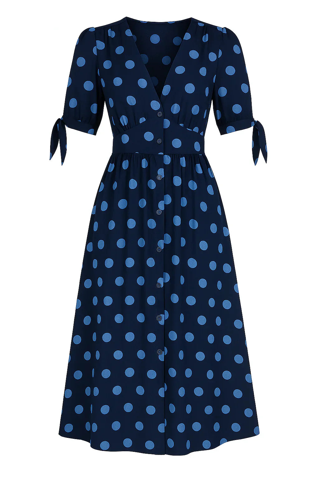 Mariette - Retro Šik Bodkované Šaty s Gombíkmi