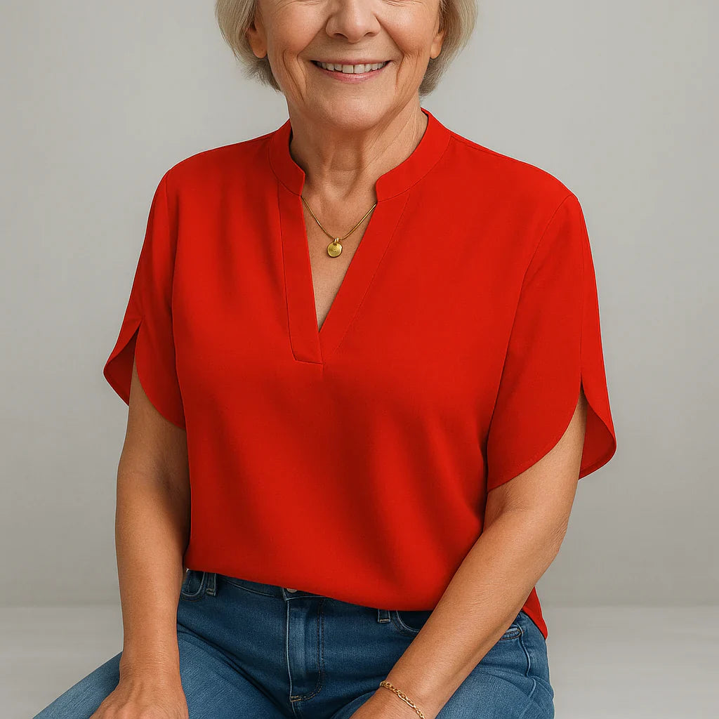 Fransje - Elegant Kortærmet Silkebluse