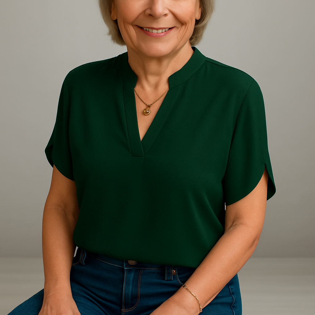 Fransje - Elegant Kortærmet Silkebluse