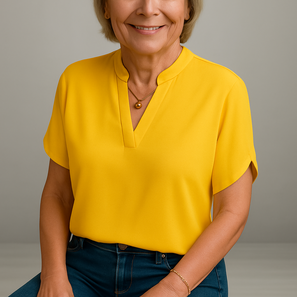 Fransje - Elegant Kortærmet Silkebluse