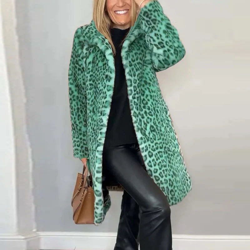 Jovanka - Kožešinový Kabát S Leopardím Vzorem