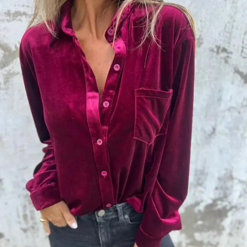 Sloane - Chemise Boutonnée en Velours Premium