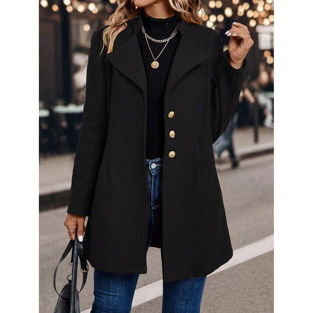 Judite - Elegantní Polodlouhý Zapínací Kabát