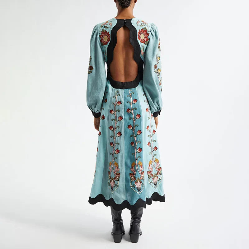 Devorah - Elegant Mønstret Rygløs Kjole