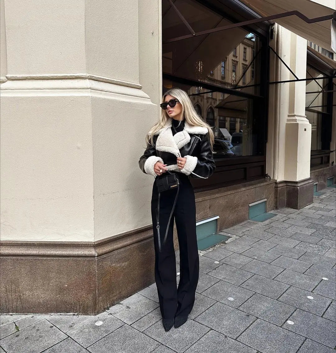 Bucarest - Veste en Cuir et Mouton Vegan Supérieur