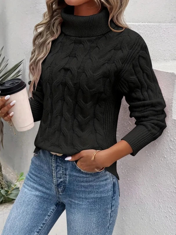 Loriana - Prémiový Torsadový Pletený Svetr S Rolákem