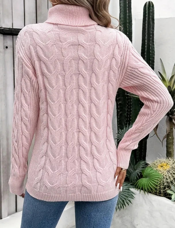 Loriana - Prémiový Torsadový Pletený Svetr S Rolákem