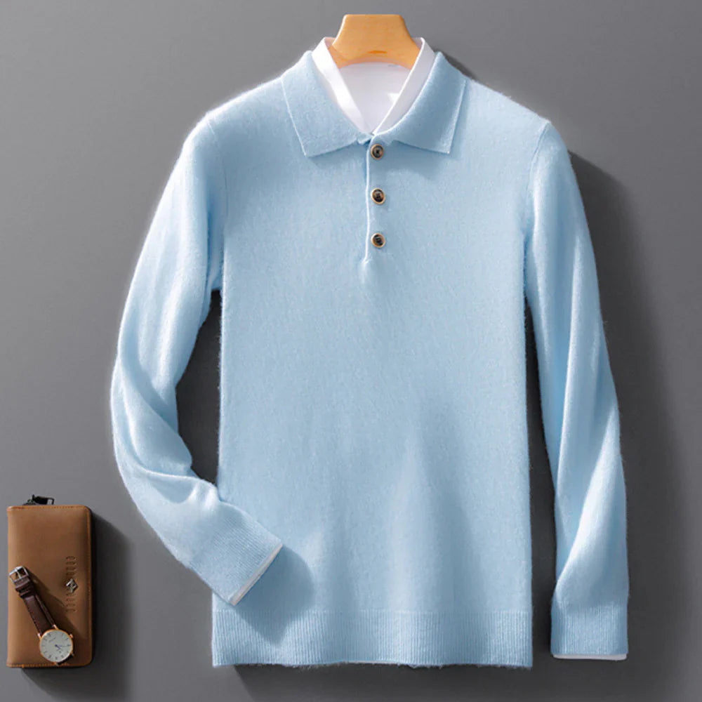 Bruce - Pull à Col Boutonné en Cachemire