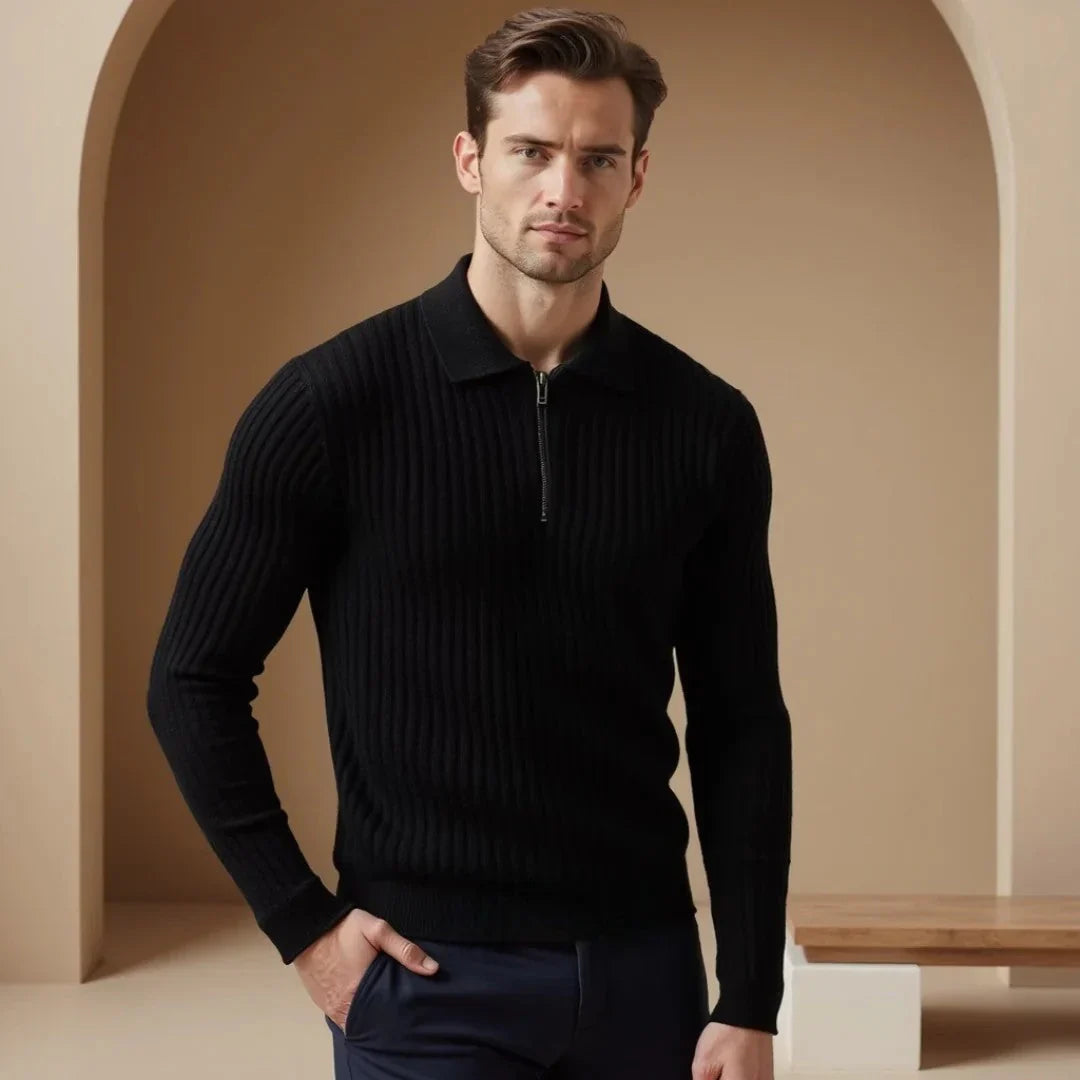 Noah - Prémiový Bavlnený Sveter s Polovičným Zipsom