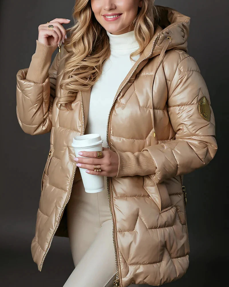 Nolwen - Stylový Zimní Kabát S Kapucí A Výplní