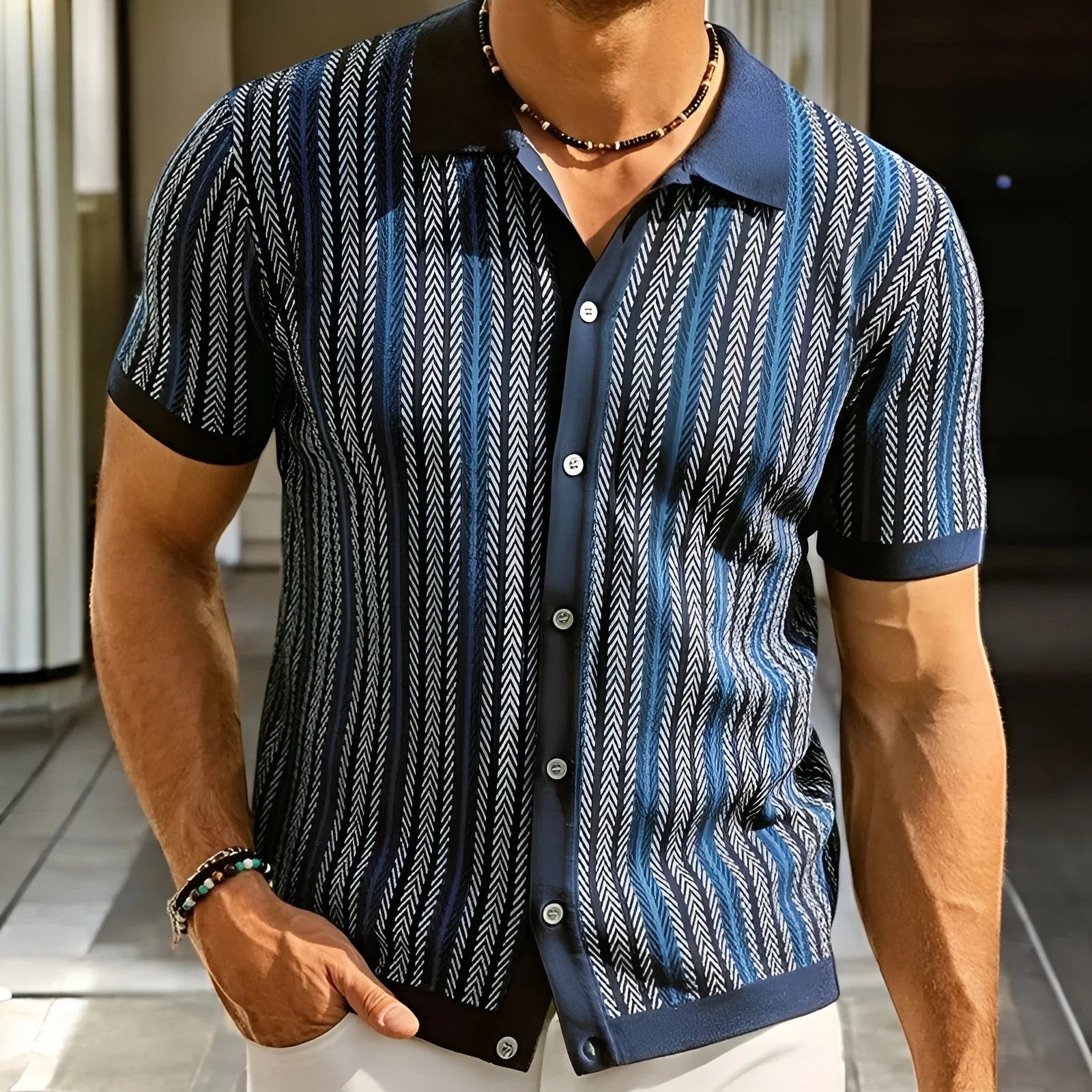 Marcel - Luksuriøs Mønstret Skjorte i Premiumkvalitet