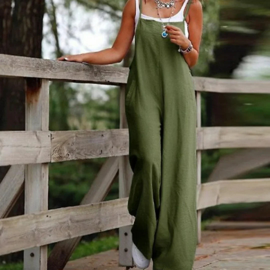 Héloïse - Brede Bomulds Overalls med Lommer