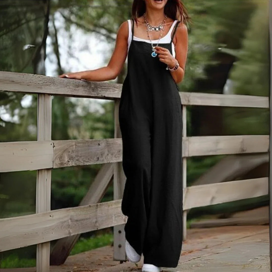 Héloïse - Brede Bomulds Overalls med Lommer