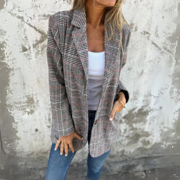 Diana - Nadčasová Klasická Blazer Vesta s Kockovaným Vzorom