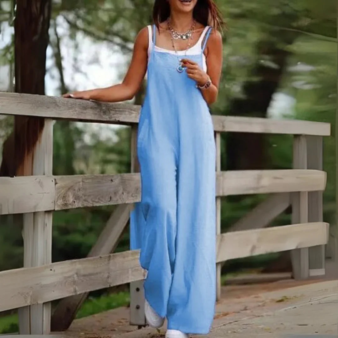 Héloïse - Brede Bomulds Overalls med Lommer