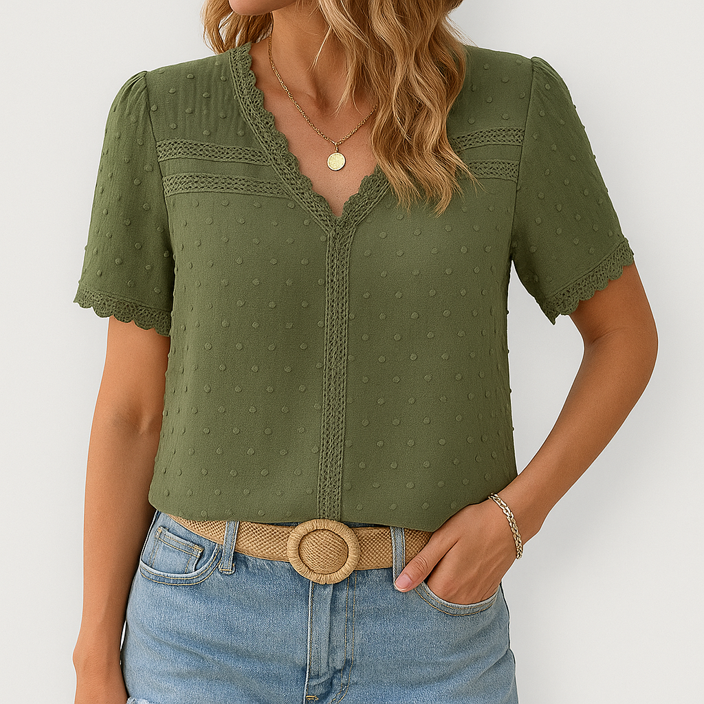 Leana - Elegant Bluse i Bomuldsblonder