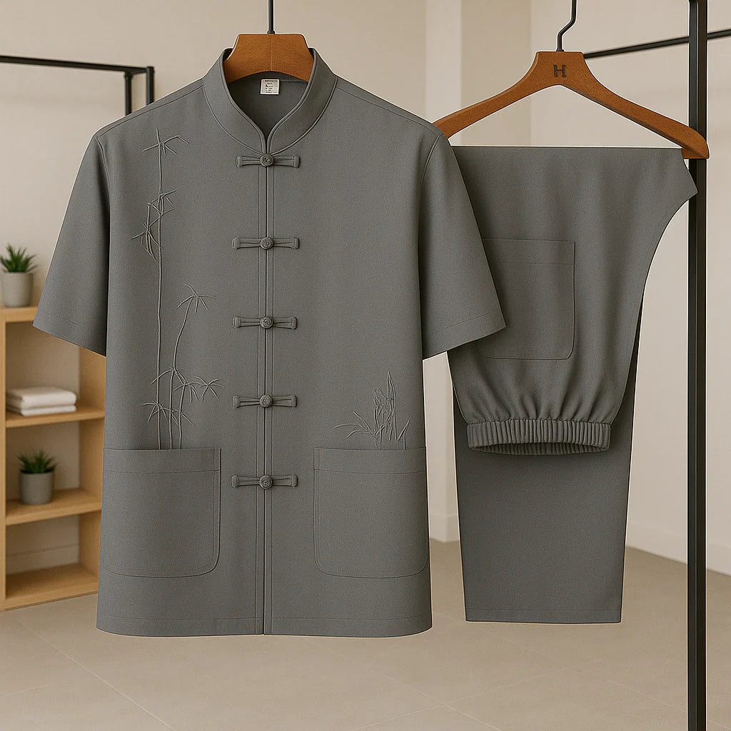 Kenji - Luksuriøst Broderet Silke Sommersæt