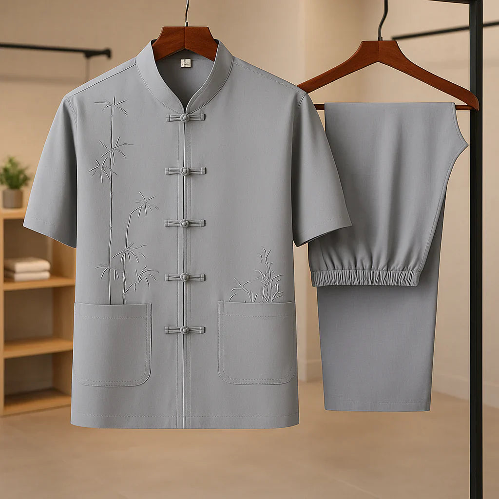 Kenji - Luksuriøst Broderet Silke Sommersæt