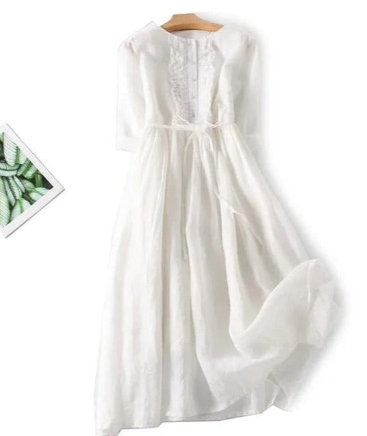 Clotilde - Robe Élégante en Lin Premium