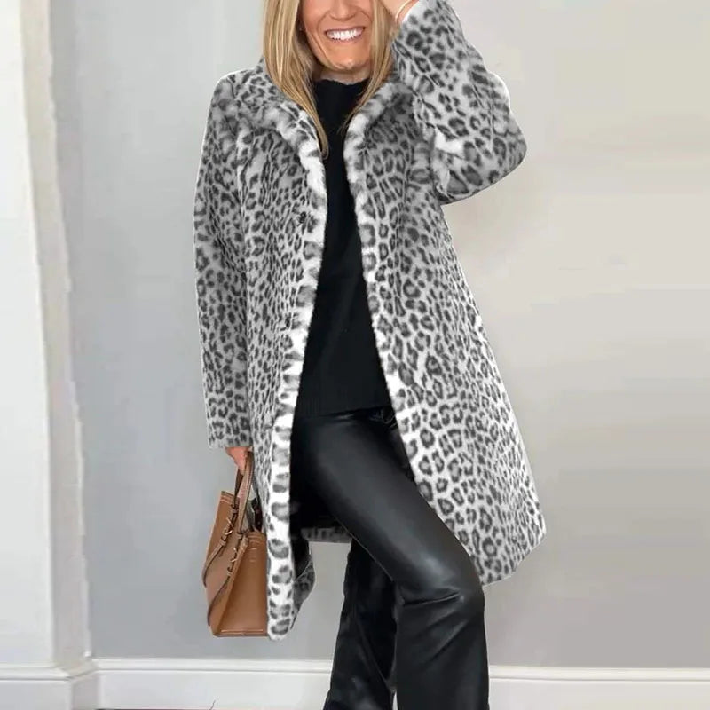 Jovanka - Kožešinový Kabát S Leopardím Vzorem