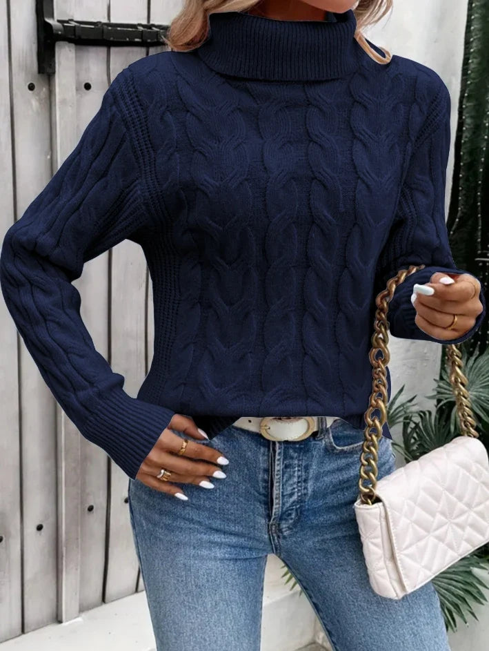 Loriana - Prémiový Torsadový Pletený Svetr S Rolákem