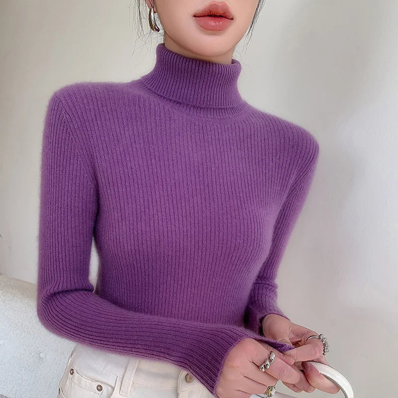 Elmas - Priliehavý Elegantný Kašmírový Sveter s Rolákom