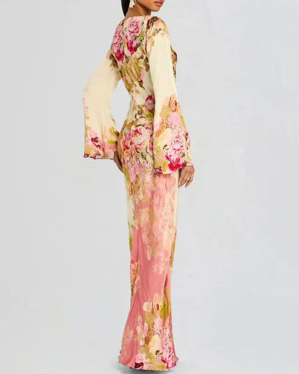 Emanuela - Chic Feminin Blomstret Maxikjole