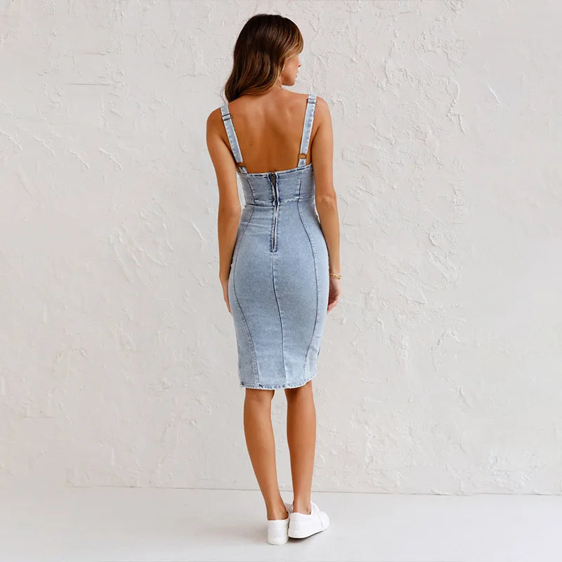 Vieira - Robe Premium en Denim Détaillé