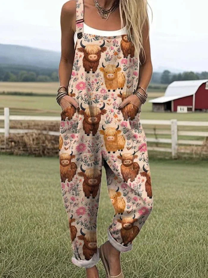 Melyssa - Retro Mønstrede Letvægts Overalls